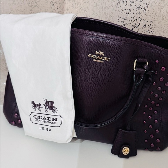 Coach Merlot Margot Studded Leather Satchel - Picture 6 of 10